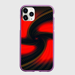 Чехол iPhone 11 Pro матовый Закрученный вихрь - узор красный, цвет: 3D-фиолетовый
