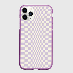Чехол iPhone 11 Pro матовый Искаженная шашечка - лавандовый, цвет: 3D-фиолетовый