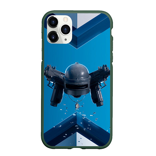 Чехол iPhone 11 Pro матовый PUBG шлем / 3D-Темно-зеленый – фото 1