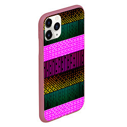 Чехол iPhone 11 Pro матовый Patterned stripes, цвет: 3D-малиновый — фото 2