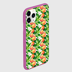 Чехол iPhone 11 Pro матовый Персики акварельный паттерн, цвет: 3D-фиолетовый — фото 2