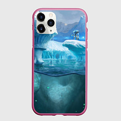Чехол iPhone 11 Pro матовый Subnautica - КРАБ на леднике, цвет: 3D-малиновый