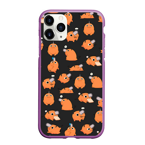 Чехол iPhone 11 Pro матовый Chainsaw Man - Почита паттерн / 3D-Фиолетовый – фото 1