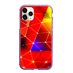 Чехол iPhone 11 Pro матовый Digital triangle abstract, цвет: 3D-фиолетовый