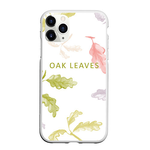 Чехол iPhone 11 Pro матовый Oak leaves / 3D-Белый – фото 1