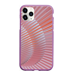 Чехол iPhone 11 Pro матовый Абстрактные розовые волнообразные линии
