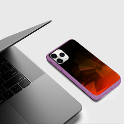 Чехол iPhone 11 Pro матовый Абстрактное пламя, цвет: 3D-фиолетовый — фото 2
