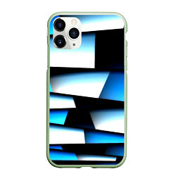 Чехол iPhone 11 Pro матовый Решетка из линий и полос, цвет: 3D-салатовый