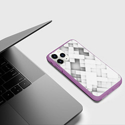 Чехол iPhone 11 Pro матовый Серые кубы на белом, цвет: 3D-фиолетовый — фото 2