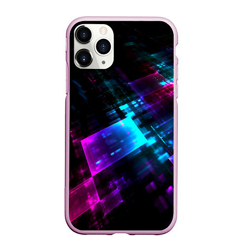 Чехол iPhone 11 Pro матовый Неоновый киберпанк / 3D-Розовый – фото 1