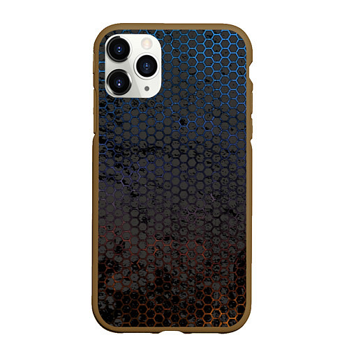 Чехол iPhone 11 Pro матовый Грязный блестящий гексаэдр патттерн / 3D-Коричневый – фото 1
