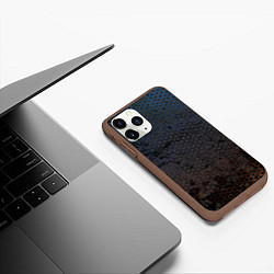 Чехол iPhone 11 Pro матовый Грязный блестящий гексаэдр патттерн, цвет: 3D-коричневый — фото 2