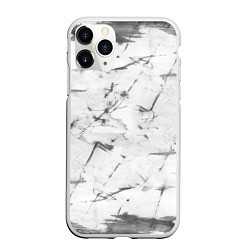 Чехол iPhone 11 Pro матовый Серый трещины тай-дай, цвет: 3D-белый