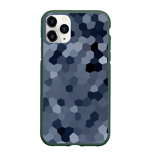 Чехол iPhone 11 Pro матовый Камуфляж из сот / 3D-Темно-зеленый – фото 1