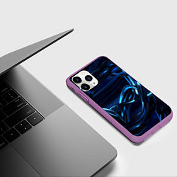 Чехол iPhone 11 Pro матовый Фрактальный узор волны, цвет: 3D-фиолетовый — фото 2