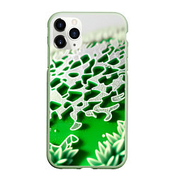 Чехол iPhone 11 Pro матовый Узор зелени-арт, цвет: 3D-салатовый