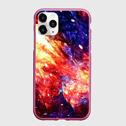 Чехол iPhone 11 Pro матовый Космическое сияние ночь, цвет: 3D-малиновый