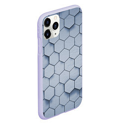 Чехол iPhone 11 Pro матовый Соты с черной полосой, цвет: 3D-светло-сиреневый — фото 2