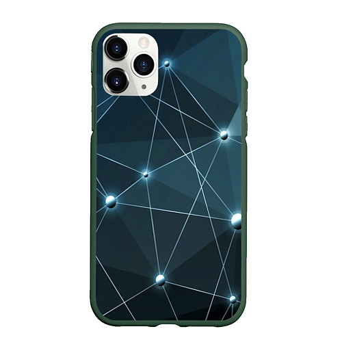 Чехол iPhone 11 Pro матовый Сеть нейронов / 3D-Темно-зеленый – фото 1