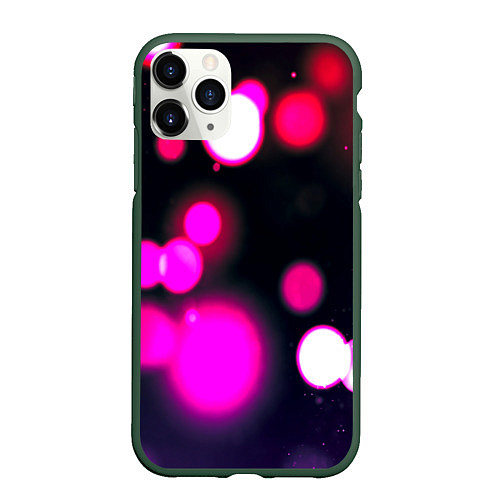 Чехол iPhone 11 Pro матовый Розовые блики света / 3D-Темно-зеленый – фото 1