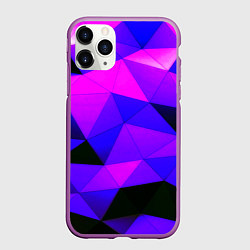Чехол iPhone 11 Pro матовый Неоновые треугольники, цвет: 3D-фиолетовый