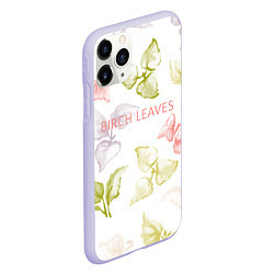 Чехол iPhone 11 Pro матовый Birch leaves, цвет: 3D-светло-сиреневый — фото 2