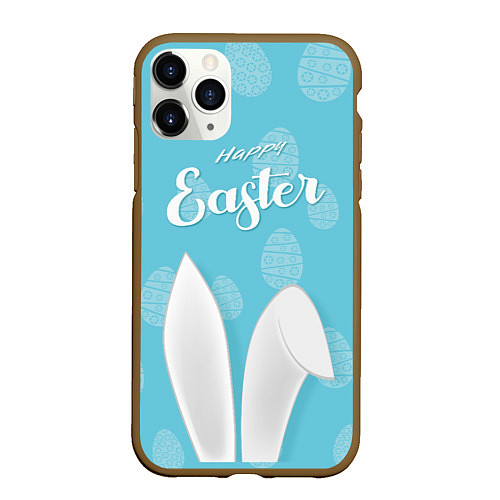 Чехол iPhone 11 Pro матовый Счастливый пасхальный кролик / 3D-Коричневый – фото 1