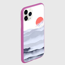 Чехол iPhone 11 Pro матовый Японский пейзаж - восход солнца, цвет: 3D-фиолетовый — фото 2