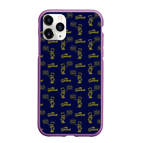 Чехол iPhone 11 Pro матовый Bart pattern Eat my shorts / 3D-Фиолетовый – фото 1