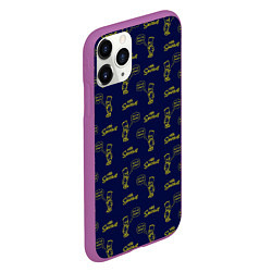 Чехол iPhone 11 Pro матовый Bart pattern Eat my shorts, цвет: 3D-фиолетовый — фото 2