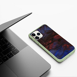 Чехол iPhone 11 Pro матовый Тёмные переливающиеся волны с блёстками, цвет: 3D-салатовый — фото 2