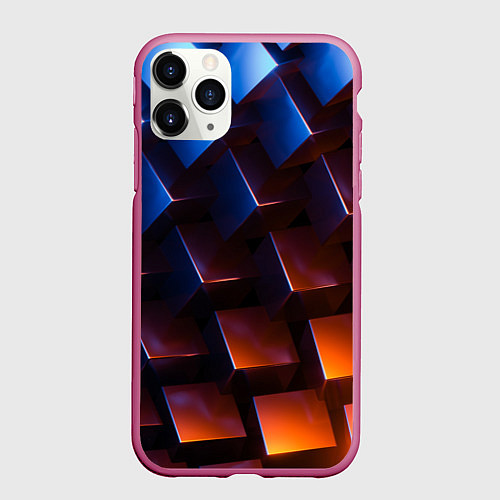 Чехол iPhone 11 Pro матовый Геометрия с градиентом / 3D-Малиновый – фото 1