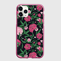 Чехол iPhone 11 Pro матовый Заросли розовых пионов