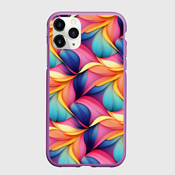 Чехол iPhone 11 Pro матовый Абстрактные цветы в узоре, цвет: 3D-фиолетовый