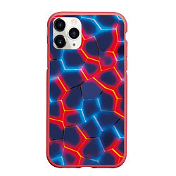 Чехол iPhone 11 Pro матовый Красный и синий неон