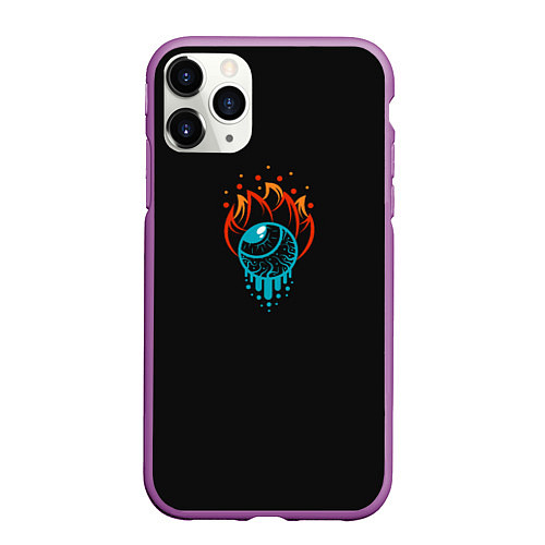 Чехол iPhone 11 Pro матовый Капля огня / 3D-Фиолетовый – фото 1