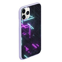 Чехол iPhone 11 Pro матовый Неоновые полосы, цвет: 3D-светло-сиреневый — фото 2
