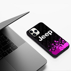 Чехол iPhone 11 Pro матовый Jeep pro racing: символ сверху, цвет: 3D-черный — фото 2