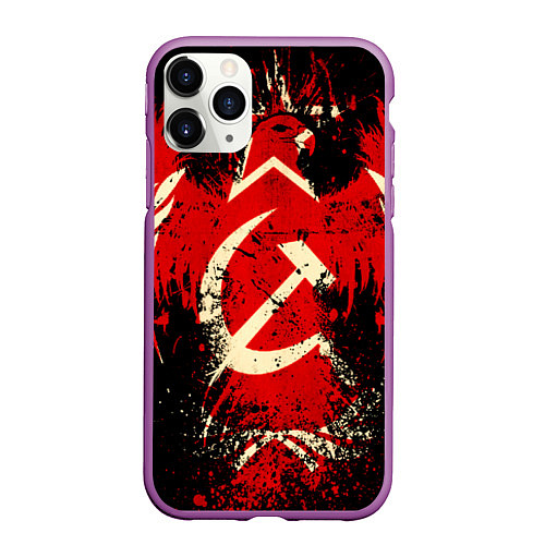 Чехол iPhone 11 Pro матовый Советский союз / 3D-Фиолетовый – фото 1