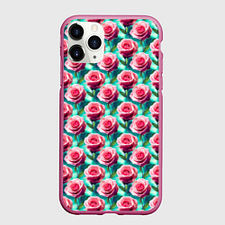 Чехол iPhone 11 Pro матовый Узор из розовых роз