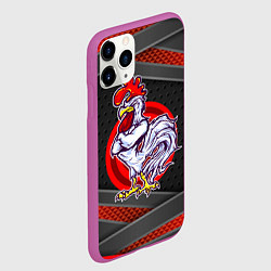 Чехол iPhone 11 Pro матовый Боевой петух, цвет: 3D-фиолетовый — фото 2
