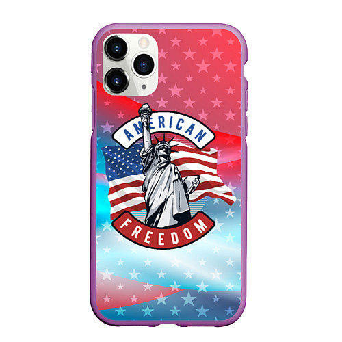 Чехол iPhone 11 Pro матовый American freedom / 3D-Фиолетовый – фото 1