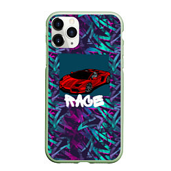 Чехол iPhone 11 Pro матовый Гоночный авто, цвет: 3D-салатовый