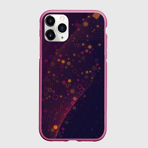 Чехол iPhone 11 Pro матовый Геометрический градиент / 3D-Малиновый – фото 1