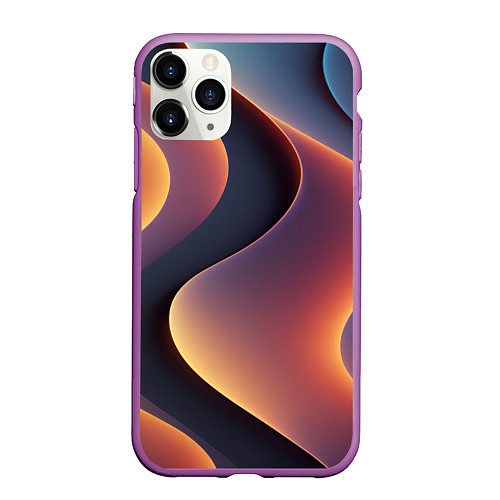 Чехол iPhone 11 Pro матовый Светящиеся волны / 3D-Фиолетовый – фото 1