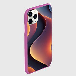 Чехол iPhone 11 Pro матовый Светящиеся волны, цвет: 3D-фиолетовый — фото 2