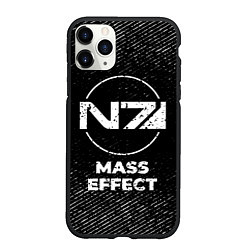 Чехол iPhone 11 Pro матовый Mass Effect с потертостями на темном фоне, цвет: 3D-черный