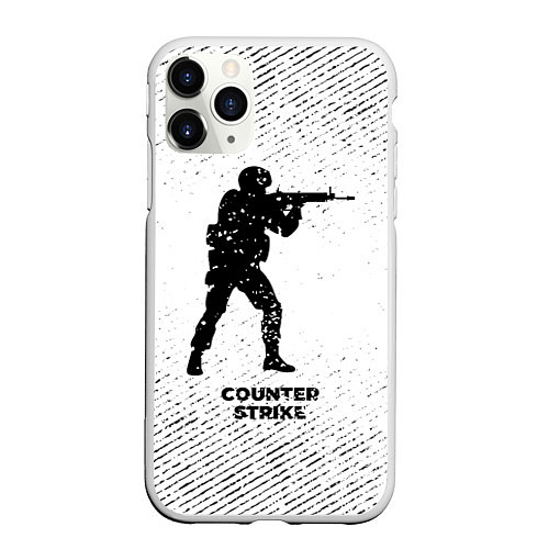 Чехол iPhone 11 Pro матовый Counter Strike с потертостями на светлом фоне / 3D-Белый – фото 1