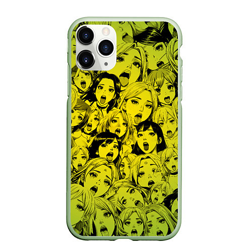 Чехол iPhone 11 Pro матовый Ahegao: Лайм / 3D-Салатовый – фото 1