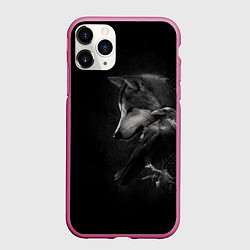 Чехол iPhone 11 Pro матовый Волк и ворон, цвет: 3D-малиновый